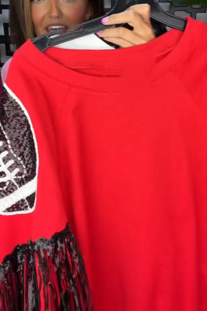 Rugby Sequin-print Tassel Hoodie
