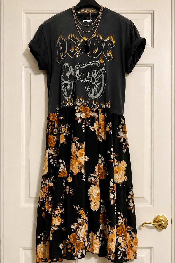 AC/DC-printed Dress