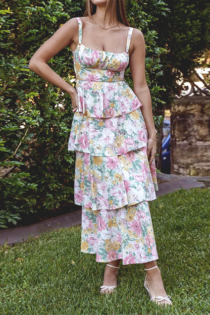 Floral Ruffled Flowy Midi Dress