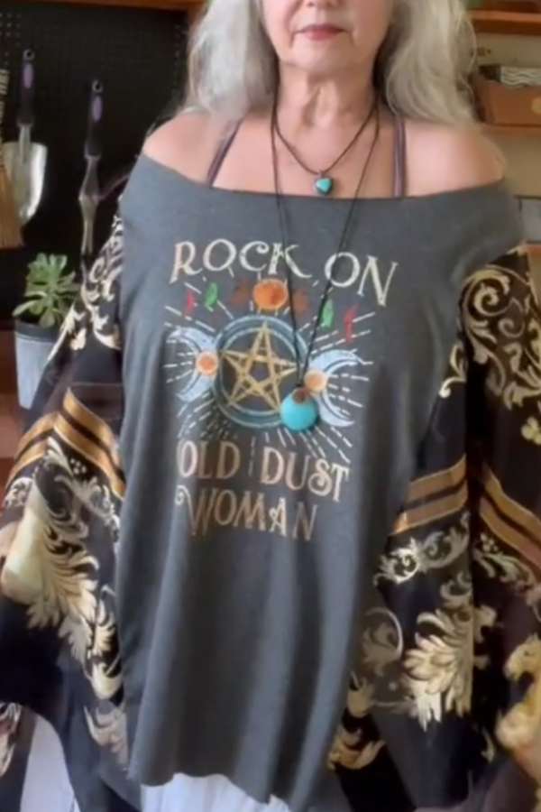 Band Tee Boho Hippie Style Print Mix & Match Tee（No Patch）