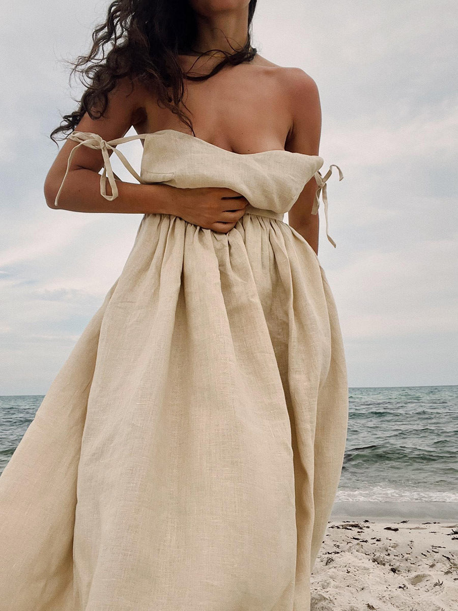 Robe bustier dos nu à col en V chic 