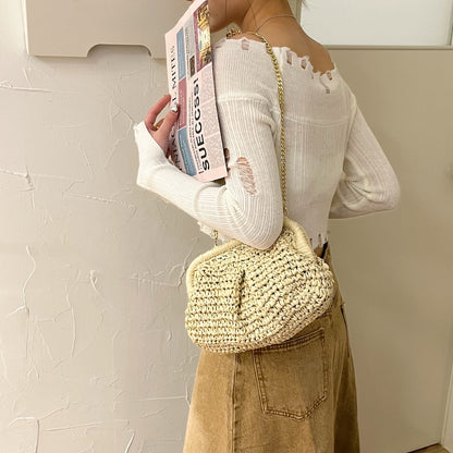 Straw Fashion Chain Braided Hollow Shoulder Bag