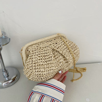 Straw Fashion Chain Braided Hollow Shoulder Bag