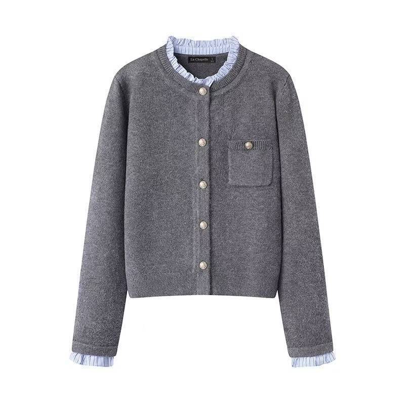 Grey Contrast Cardigan