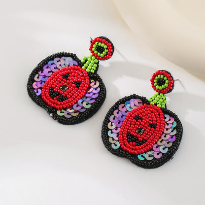 Bat Seed Bead And Sequin Earrings