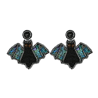Bat Seed Bead And Sequin Earrings