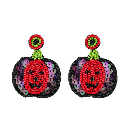 Bat Seed Bead And Sequin Earrings