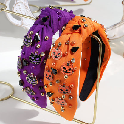Halloween Cat & Pumpkin Charm Headbands