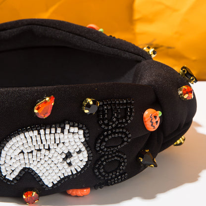 Diamond-encrusted BOO Ghost Pumpkin Headband