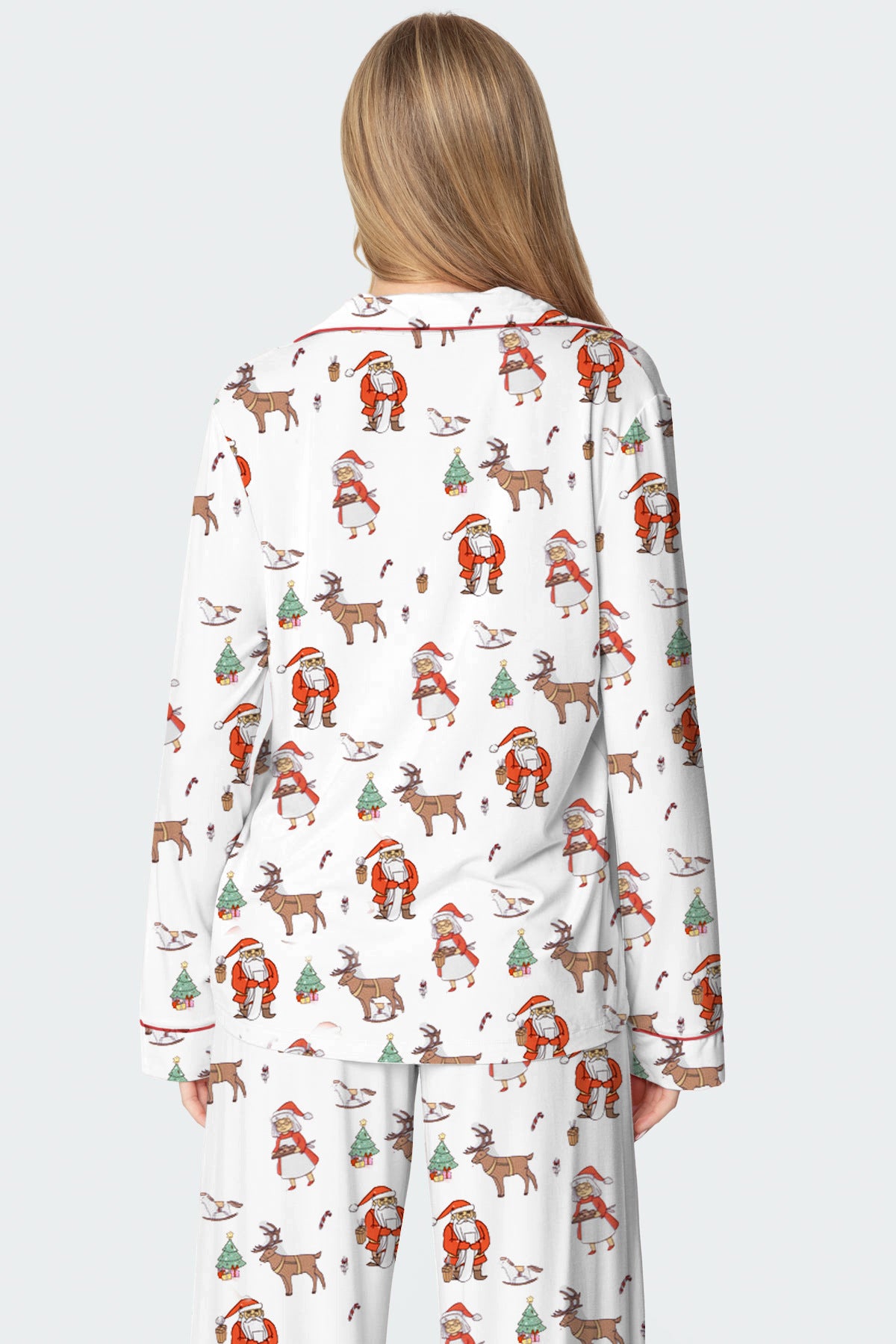 Women's Christmas Print Long-Sleeved Trousers Set