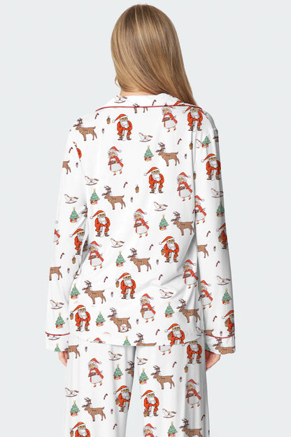 Women's Christmas Print Long-Sleeved Trousers Set