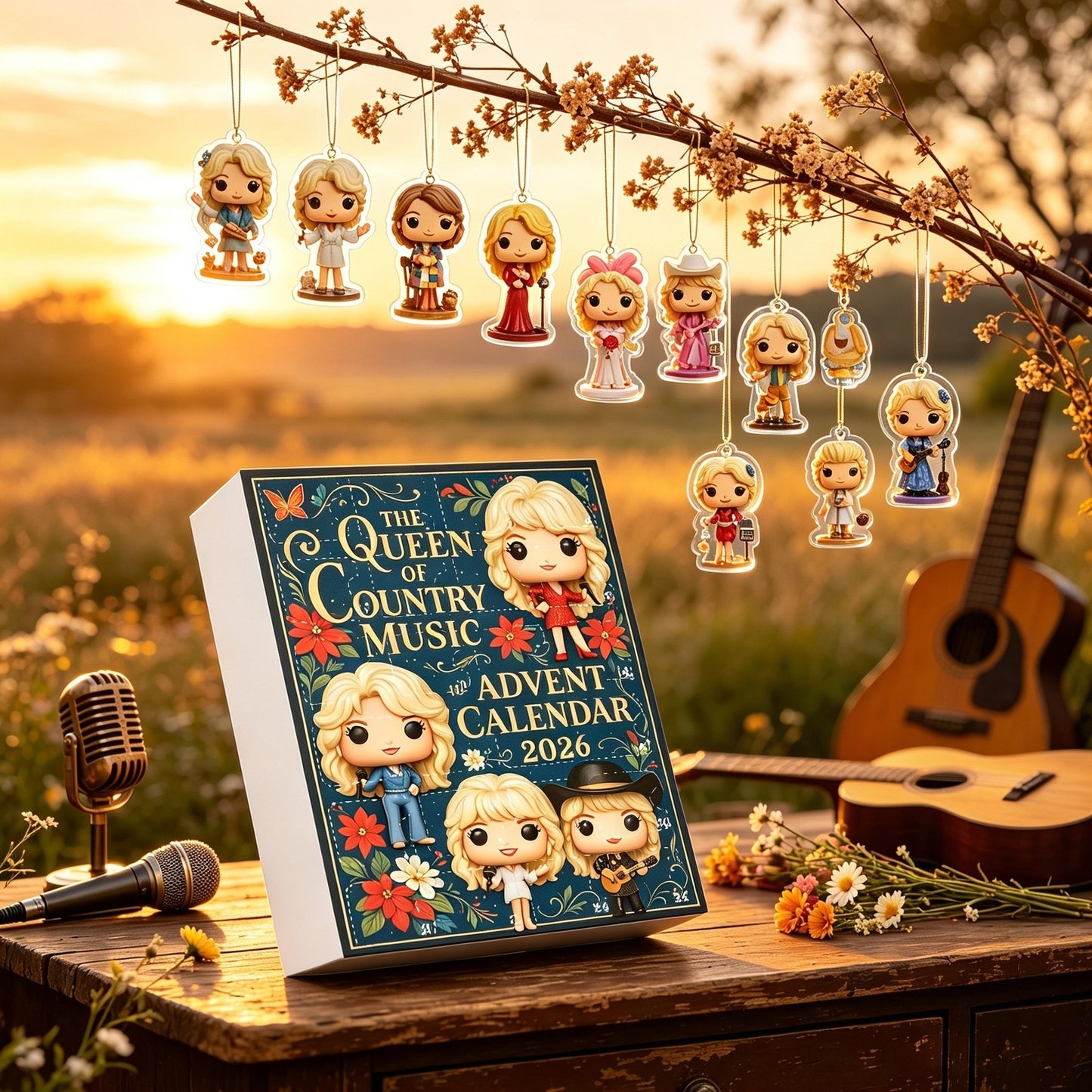 Dolly Parton 24-Day Christmas Countdown Blind Box Advent Calendar – Christmas Tree Ornaments