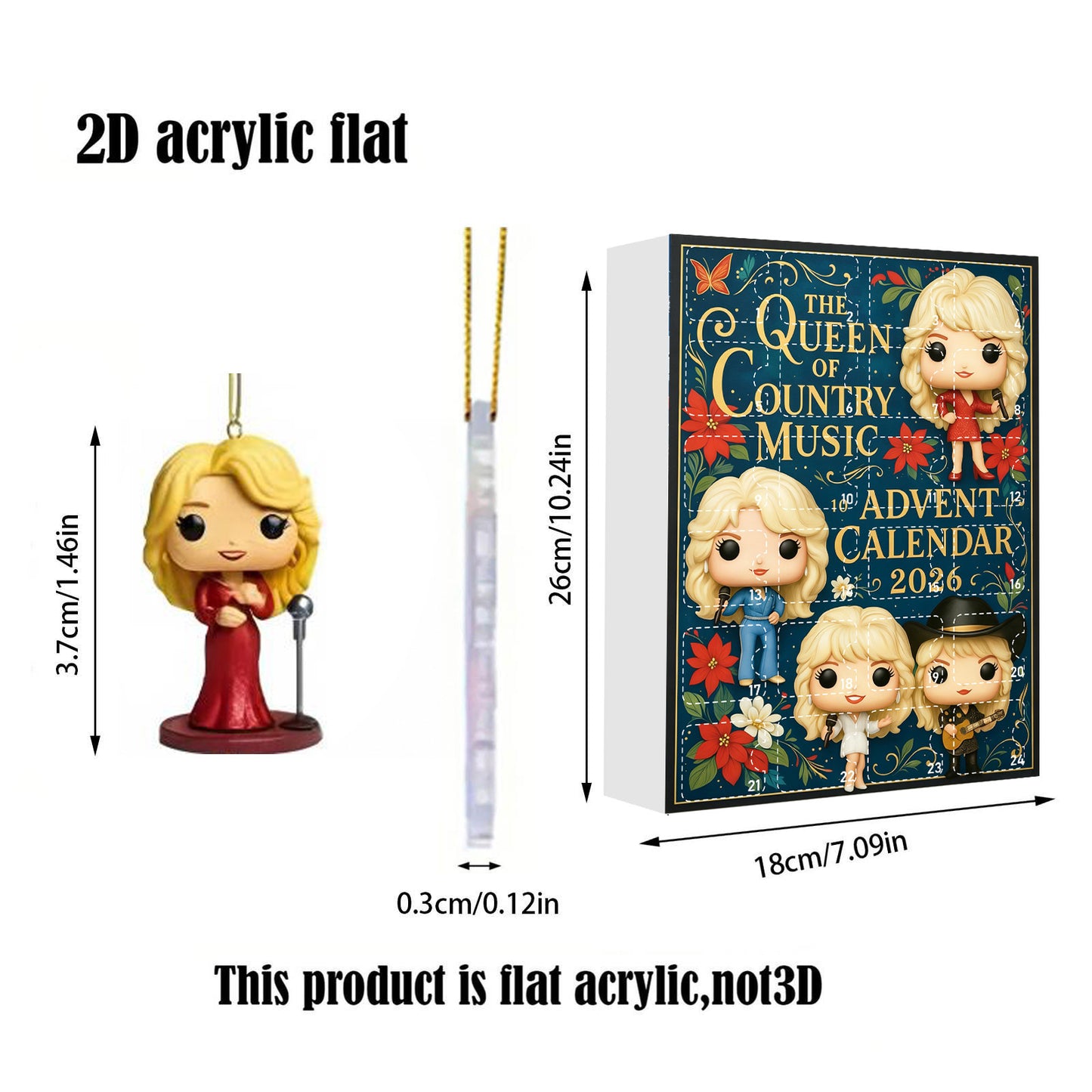Dolly Parton 24-Day Christmas Countdown Blind Box Advent Calendar – Christmas Tree Ornaments