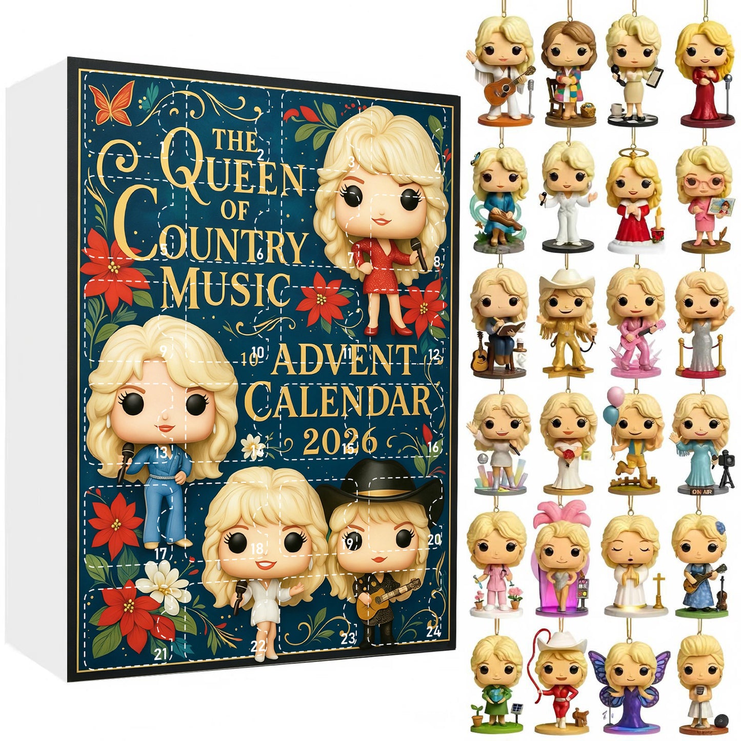 Dolly Parton 24-Day Christmas Countdown Blind Box Advent Calendar – Christmas Tree Ornaments