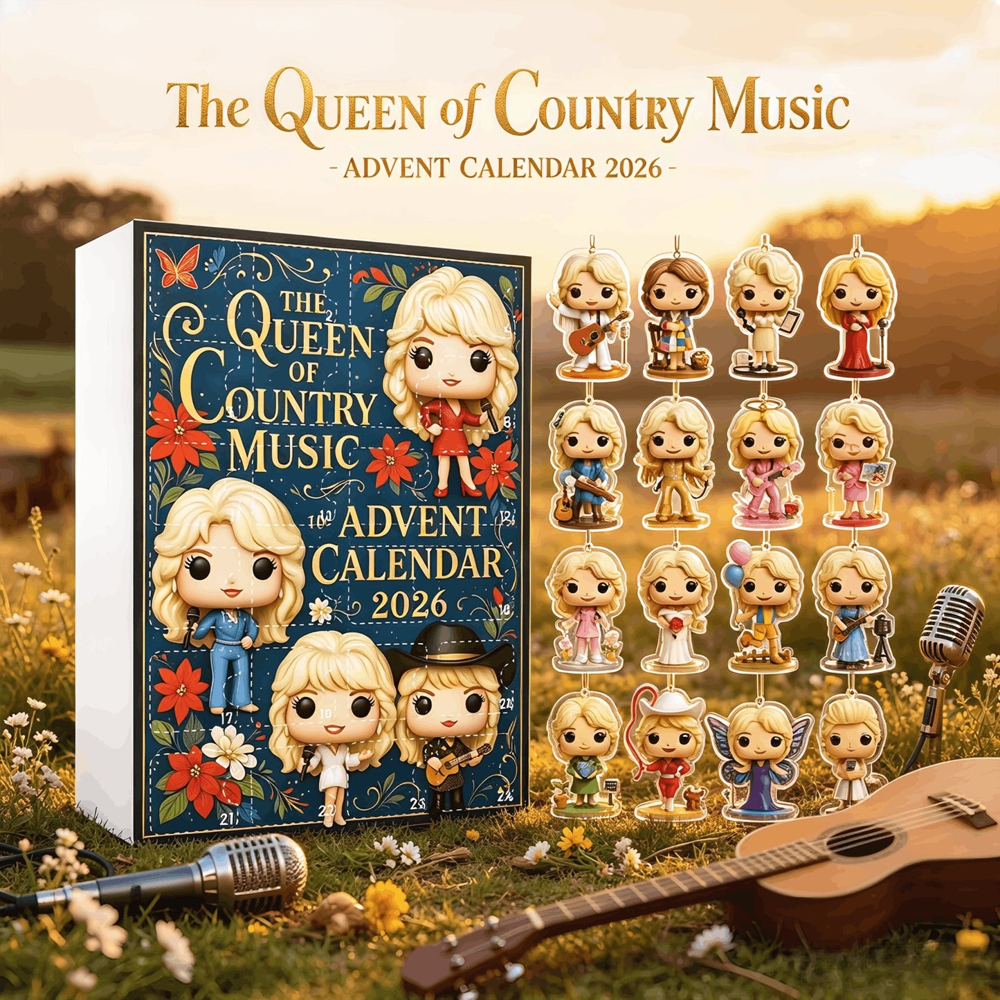 Dolly Parton 24-Day Christmas Countdown Blind Box Advent Calendar – Christmas Tree Ornaments