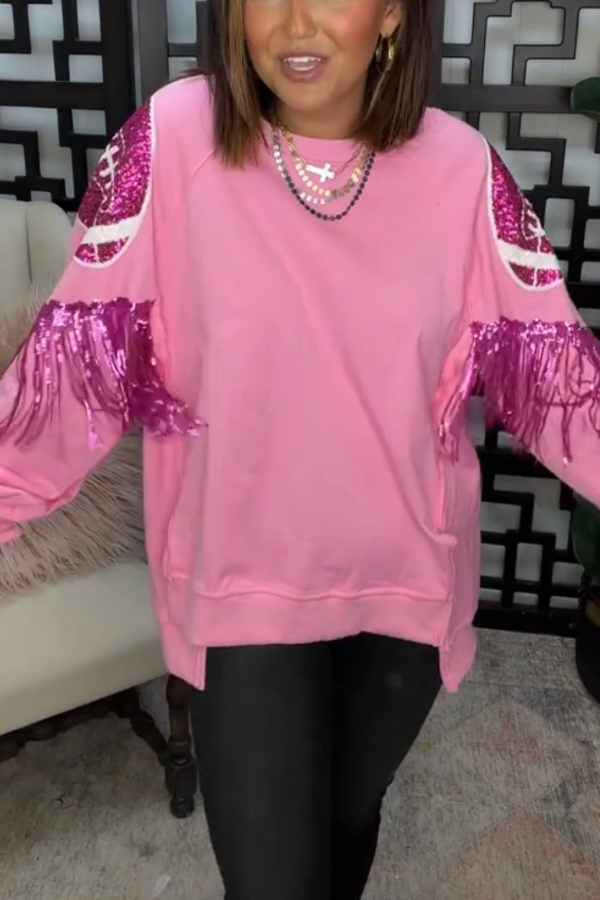 Rugby Sequin-print Tassel Hoodie