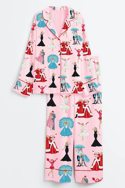 Women's White Christmas Movie Satin Pajama Set