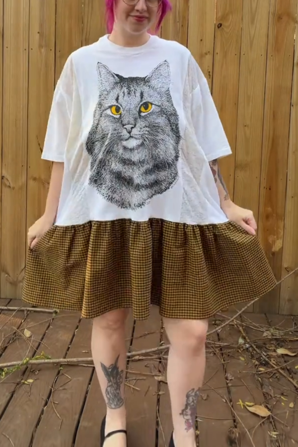 Tabby-Print Patchwork Dress