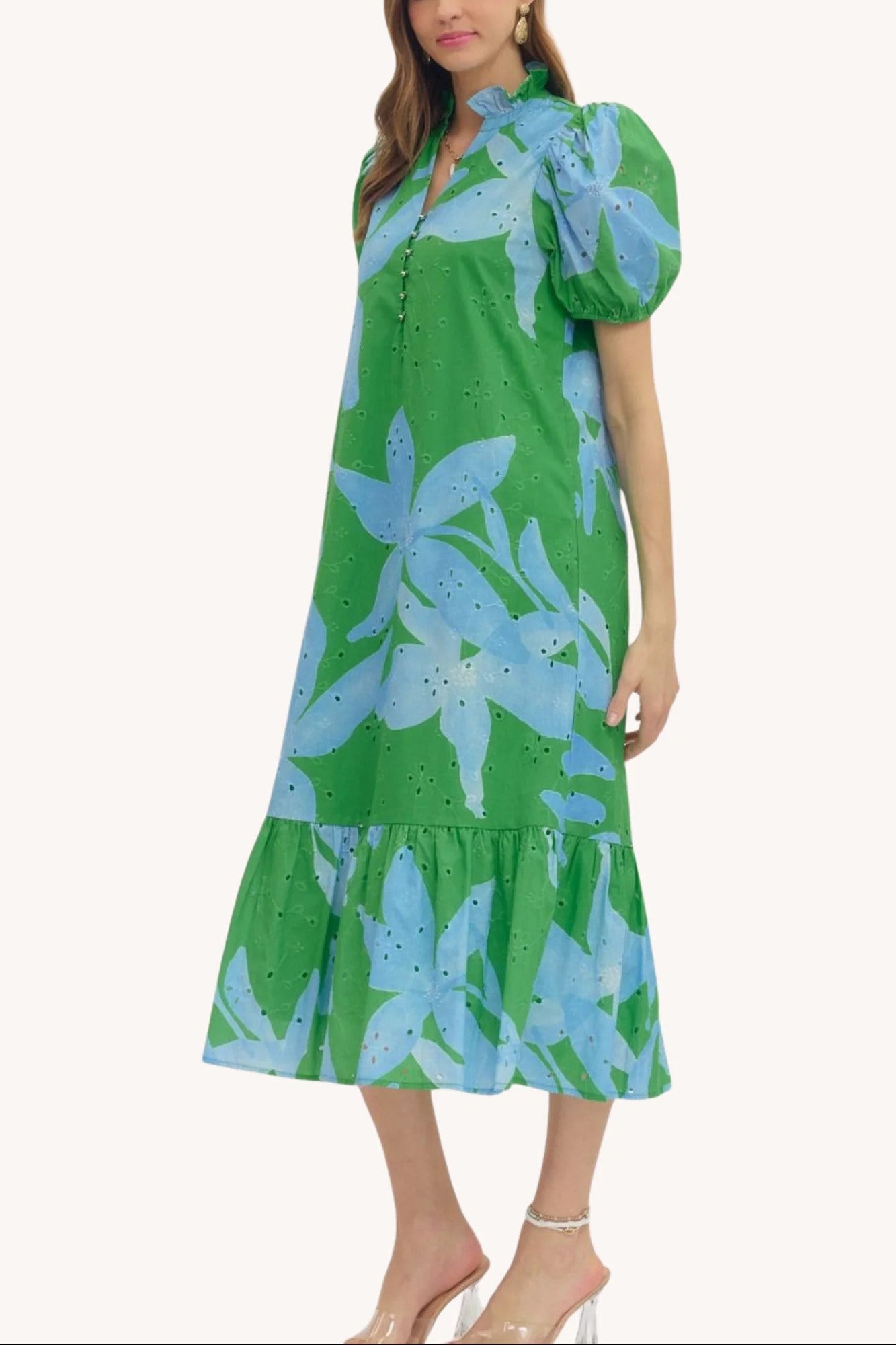Botanical Cotton Midi Dress