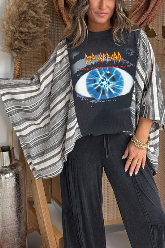 Def Leppard Print Bat Sleeve T-shirt