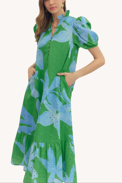 Botanical Cotton Midi Dress