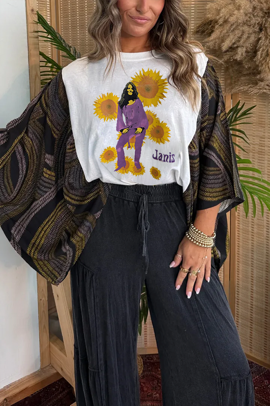 Janis Joplin Psychedelic Rock Print Tee (No Patch)