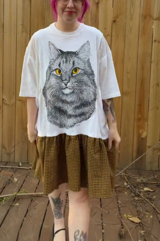 Tabby-Print Patchwork Dress