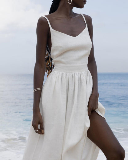 Robe bustier dos nu à col en V chic 