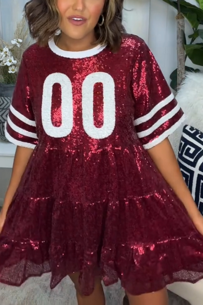 Sequin-Print Rugby Dress