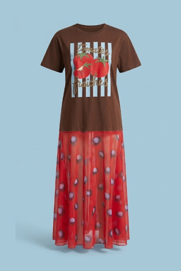 Tomato Print Recycled Dress