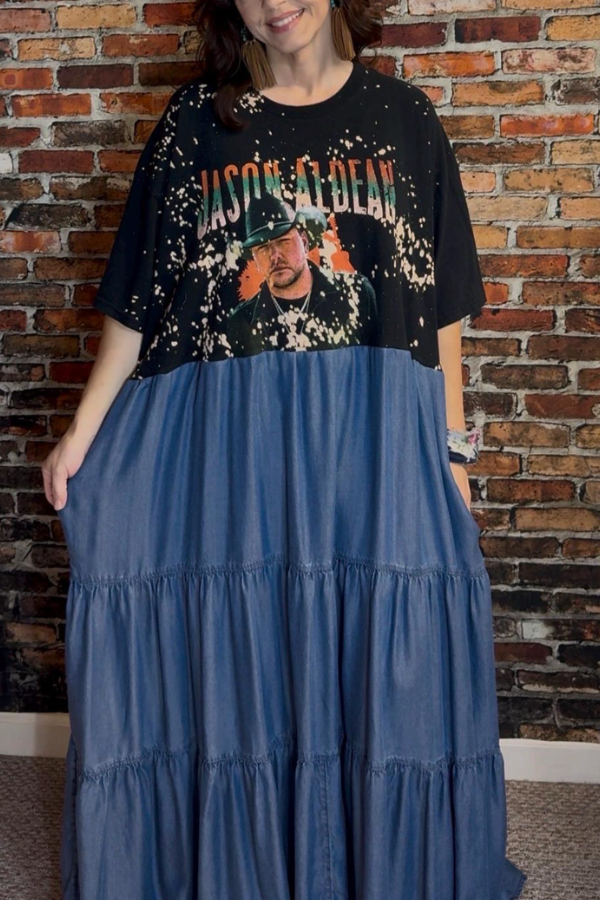 Jason Aldean Printed Patchwork Dress