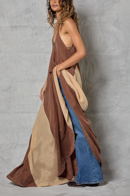 Contrast-color Strap Dress