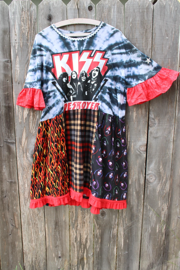 KISS Print Patchwork Short-Sleeve Dress