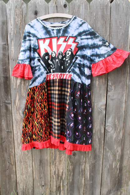 KISS Print Patchwork Short-Sleeve Dress