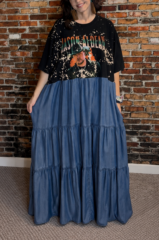 Jason Aldean Printed Patchwork Dress