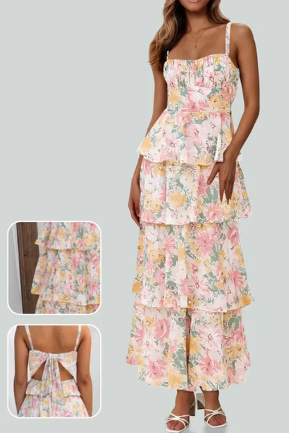 Floral Ruffled Flowy Midi Dress