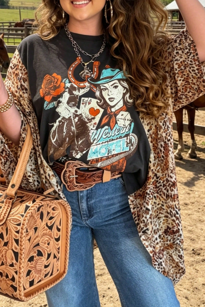 Printed Dolman-Sleeve T-Shirt Top