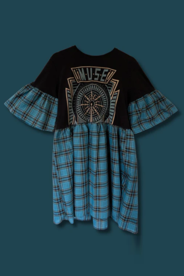 Muse - Turquoise Tartan Smock Dress