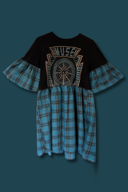 Muse - Turquoise Tartan Smock Dress