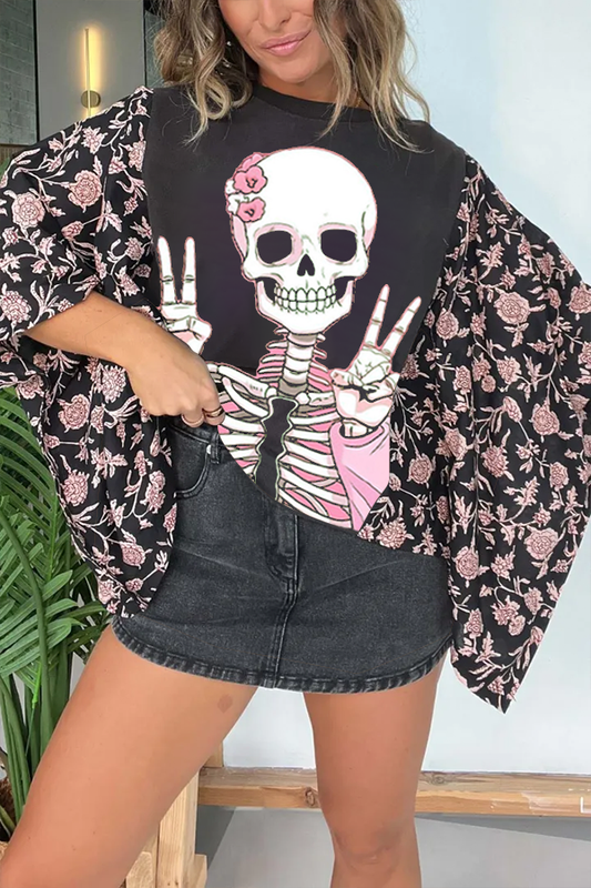 Halloween Fun Skull Print Tee (No Back Pocket)