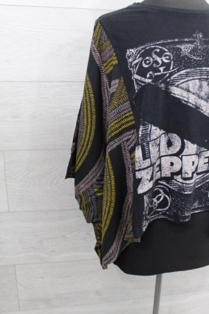 Zeppelin Band Print Bat Sleeve T-shirt (back Pocket)