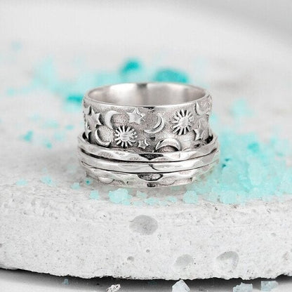 🔥Dernier jour -49% de réduction🎁 Bague Spinner Star Moon Sun🌌 