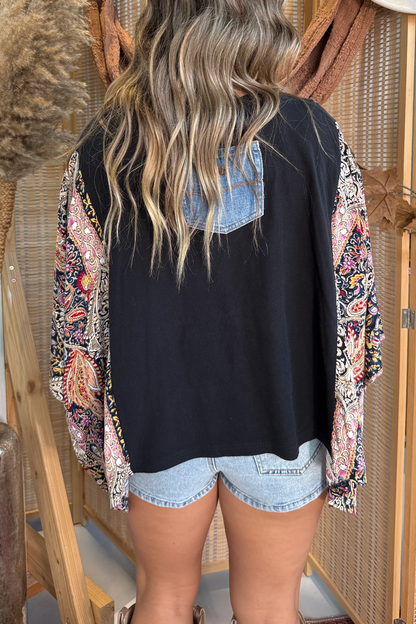 Johnny Cash Mix & Match Tee Black Floral