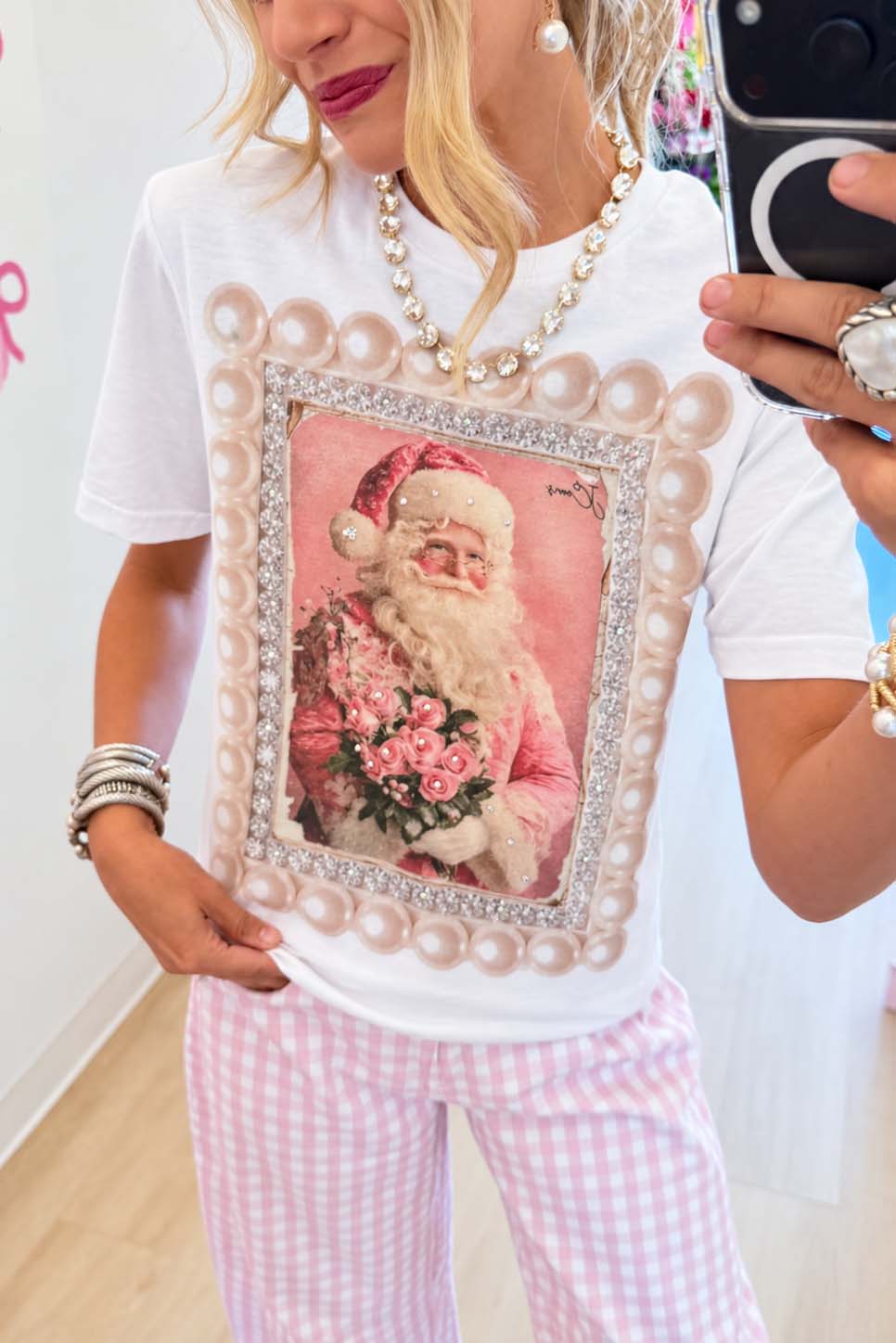 Pearl Floral Santa Tee