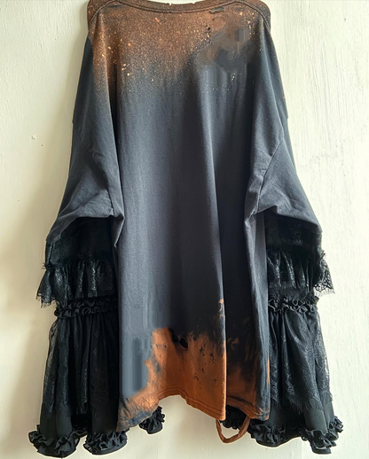 Solid color patchwork ruffle sleeve Tee