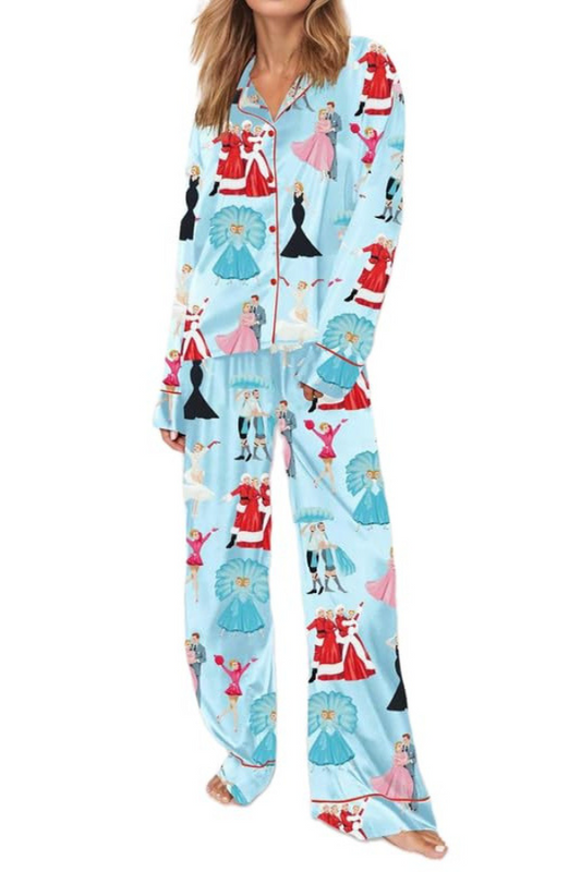 Women's White Christmas Movie Satin Pajama Set