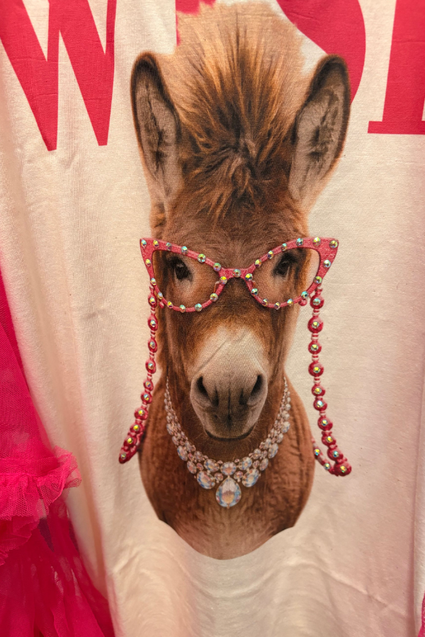 Horse-Print Dolman-Sleeve Tee
