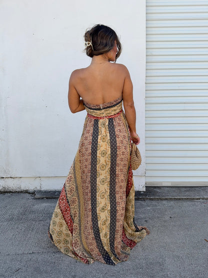 Allure Maxi Dress Brown Multi