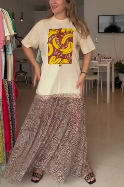 Banana Print Recycled Dress