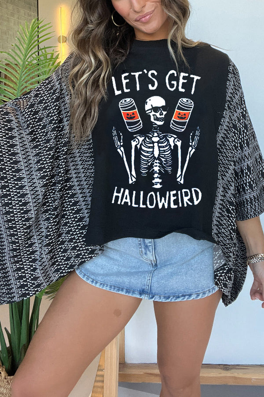 Halloween Fun Skull Half-Print T-Shirt (No Back Pocket)